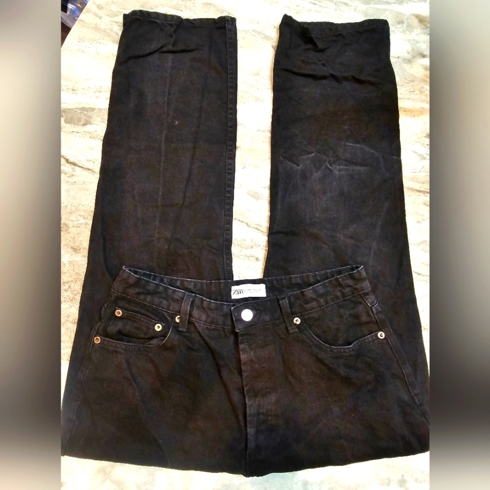 Zara Womenβs Black High Rise Skinny Jeans Size 8 Button Fly 100% Cotton